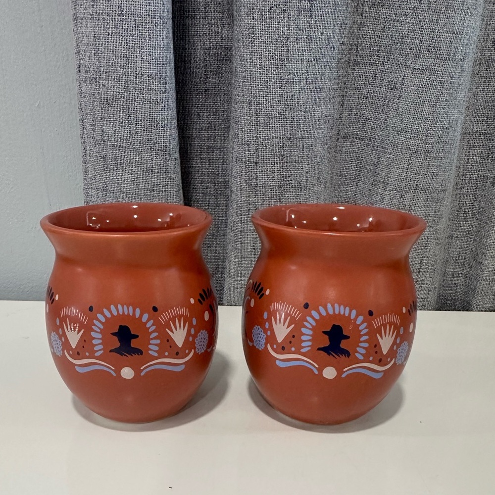 Don Julio Blanco tequila cantarito clay cups. Set of 2. NWT